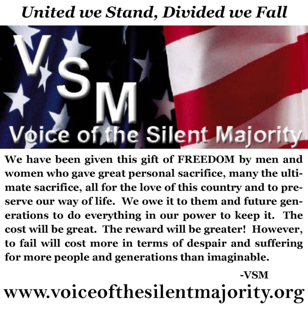 United we stand divided we fall voice of the silent majority.